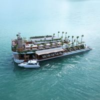 Luxury floating sea resort platform with relaxation areas by eDrive Water Sports Dubai