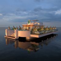 Luxury floating tiki lounge platform on the sea by eDrive Water Sports Dubai